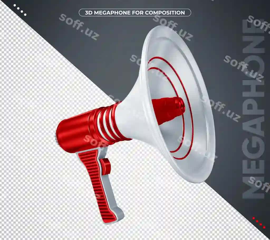 3 o'lchovli qizil megafon kompositsiyasi ajraltirilgan | 3d red megaphone composition isolated