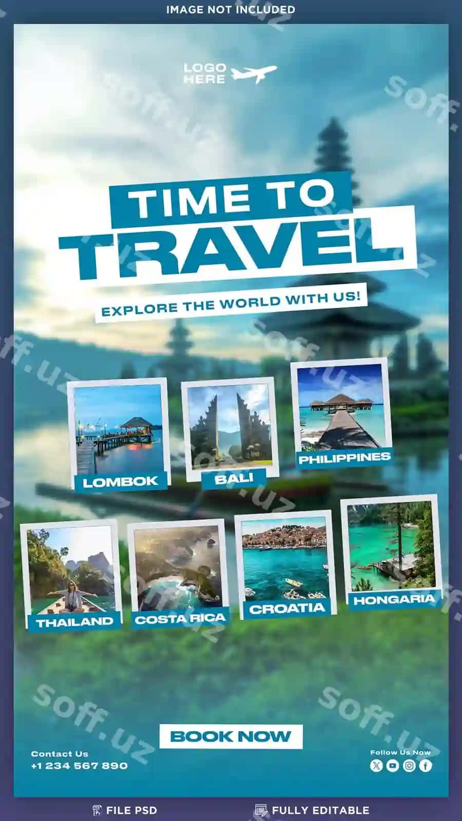 Tour sayohat agentligi ijtimoiy tarmoqlar Instagram postlari story shablonlari | Tour travel agency social media instagram posts story templates 2