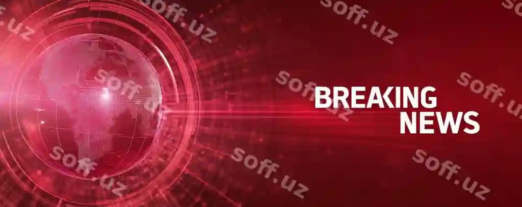 Qizil fonda quyuq lenta bilan so'nggi yangiliklar grafikasi | Breaking news graphic with red background dark ribbon