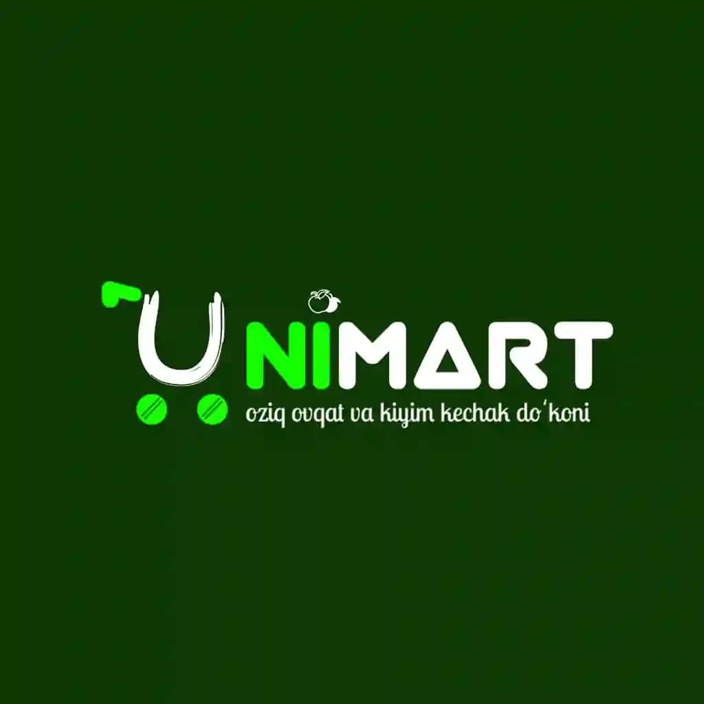 doʻkon va supermarketla uchun UNIMART universal market degan manodagi logo