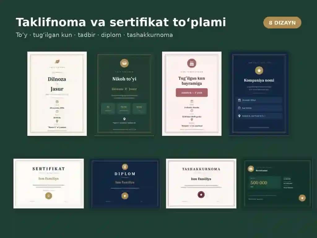 Taklifnoma va Sertifikat