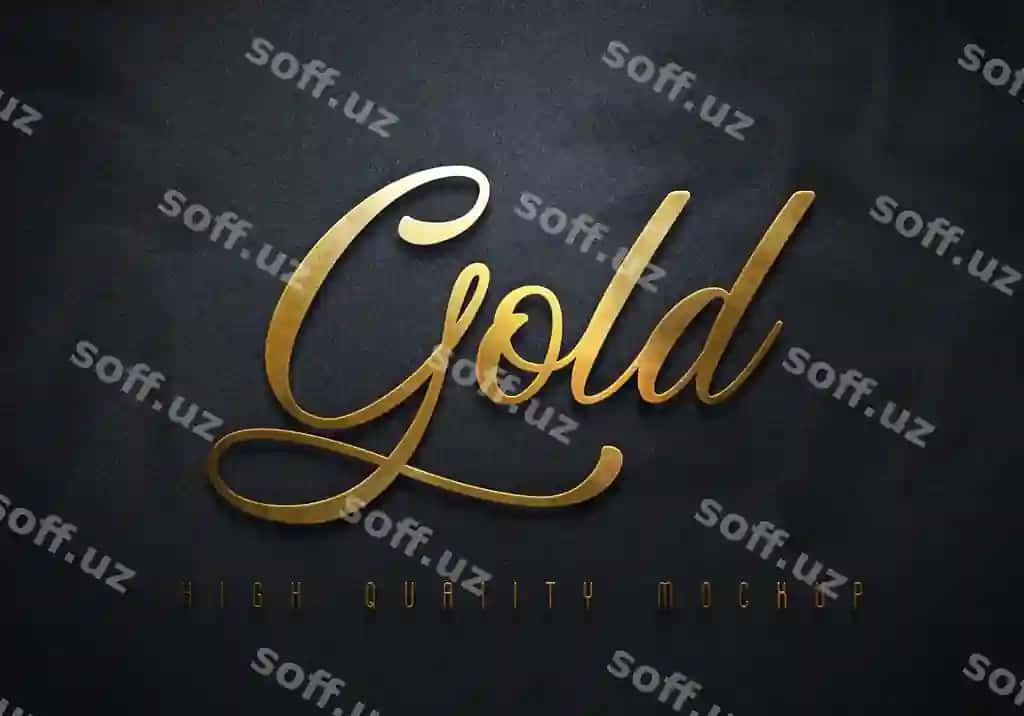Oltin harflar qorong'i tekstura namunasi | Gold lettering dark texture mockup