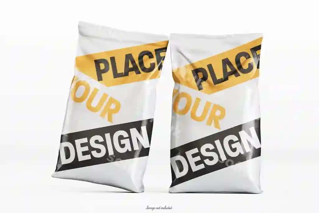 Haqiqiy chamad obita modeli tahrirlanga | Realistic sack packaging mockup editable 2