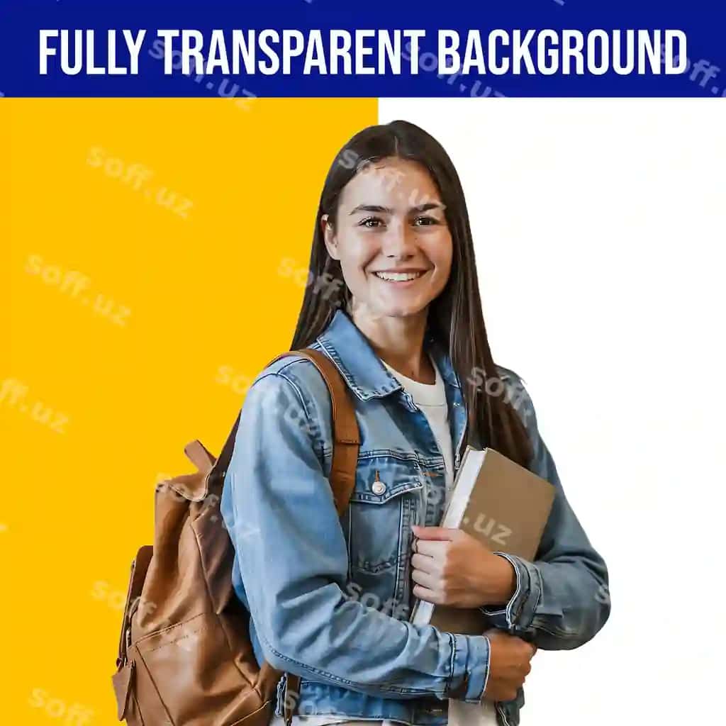 Gulbar talaba rucqafidagi kitob bilan | Smiling student with backpack book
