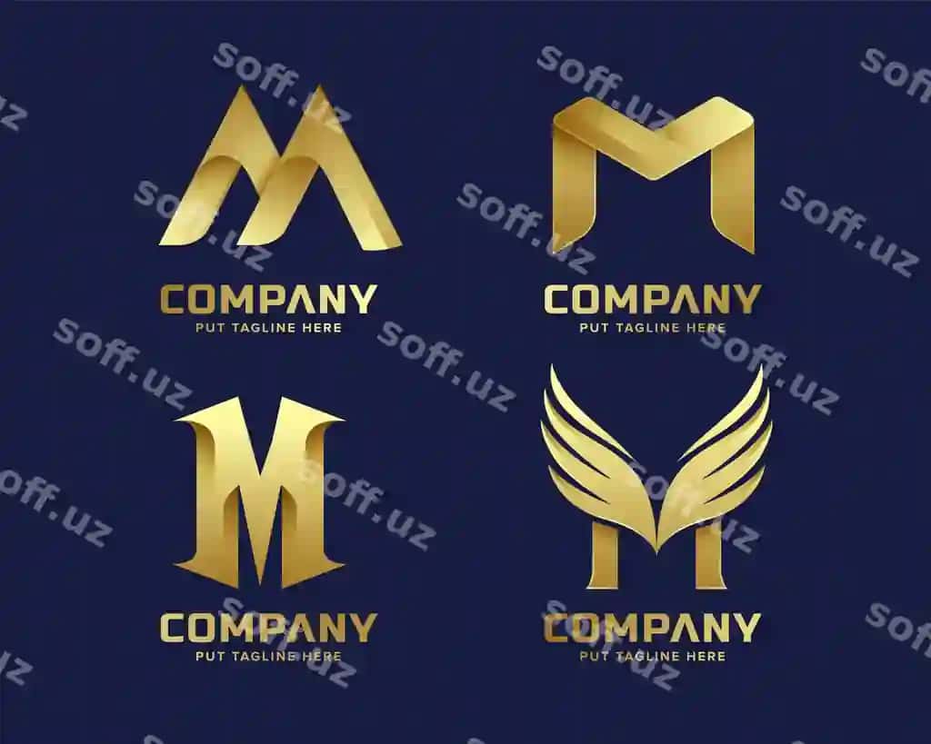Oltin M harfi logo to'plami | Golden inital letter m logo collection 2