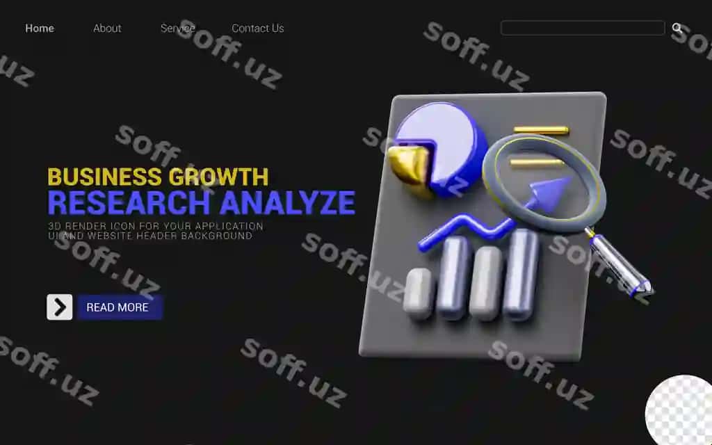 Sektoral biznes grafik kattaklovchi staklo belgi bilan qorong'iq orqa fonda 3d render | Business chart pie with magnify glass sign dark background 3d render