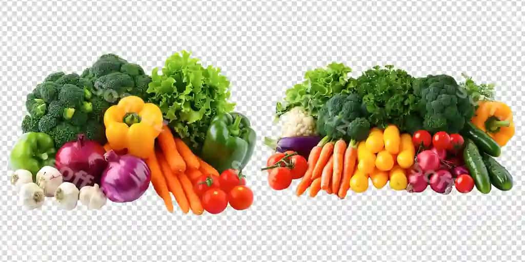 Savatlar to'lib goshtlar yuqori sifatli realistik shaffof fonda | Baskets full vegetables high quality realistic transparent background