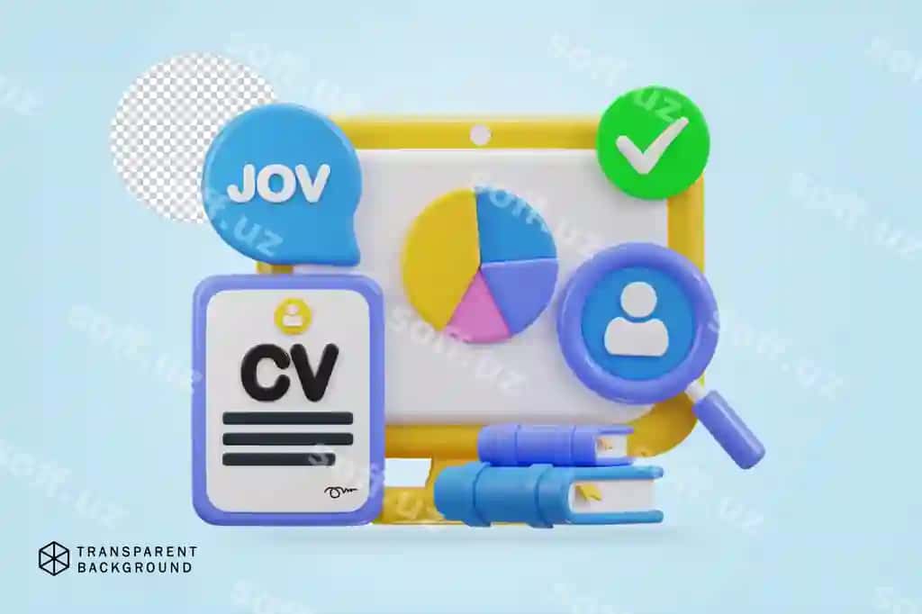 Uch o'lchovli CV resume ish o'rinlar ikon | 3d cv resume job vacancy icon