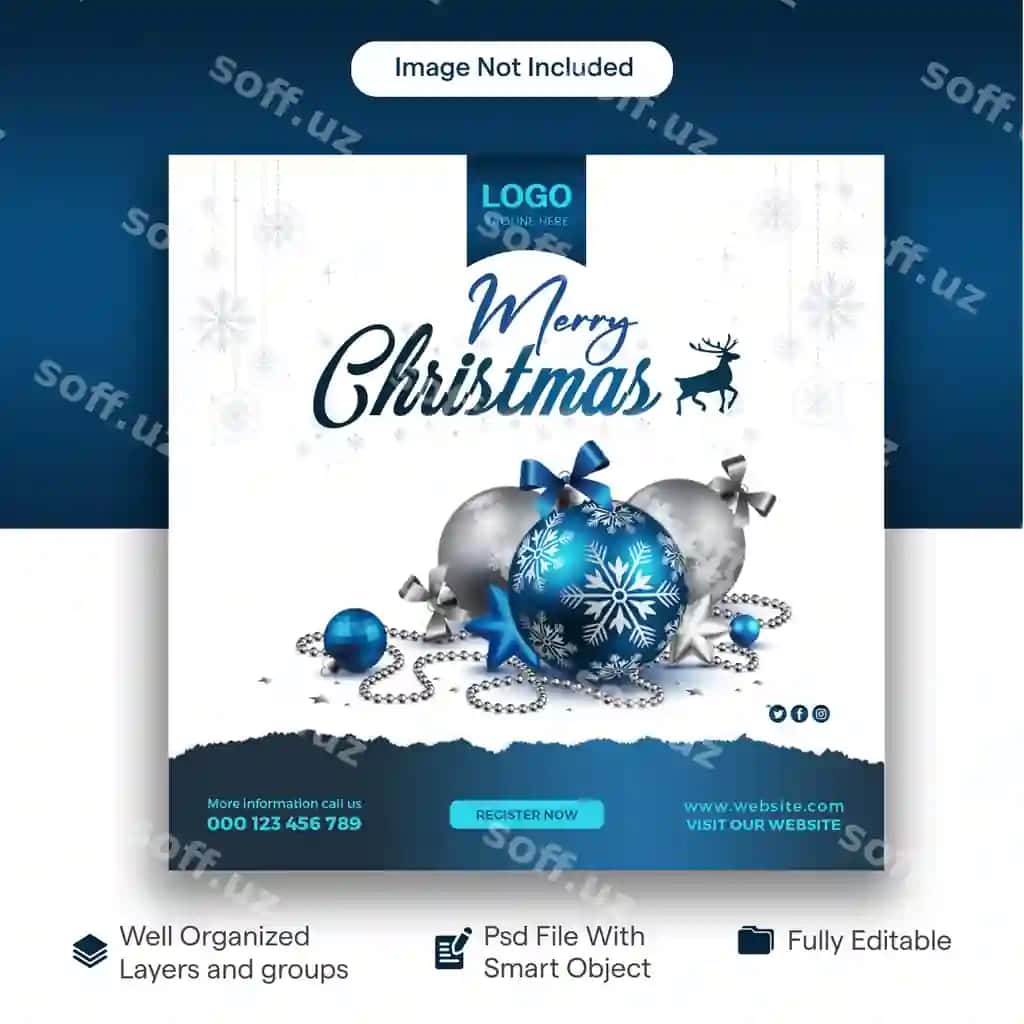 Rojdestvo muborak bo'lsin ijtimoiy tarmoqlar poslari | Merry christmas social media poster