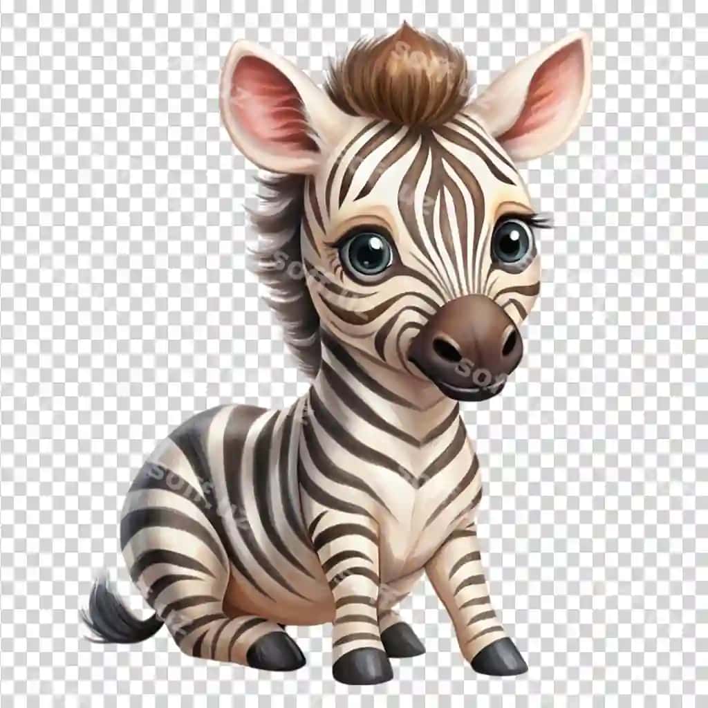 Mazali portret kartun uslubidagi chiroyli bola zebrasi orqali o'tkazuvchi shaffof fon | Cute portrait cartoon style cute baby zebra isolated transparent 2