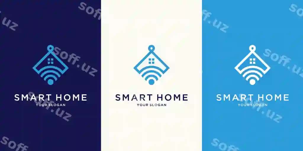 Minimalistik akillı uylovchi texnologiyasi logotipi chiziqlar stilidagi | Minimalist smart home tech logo with line art style