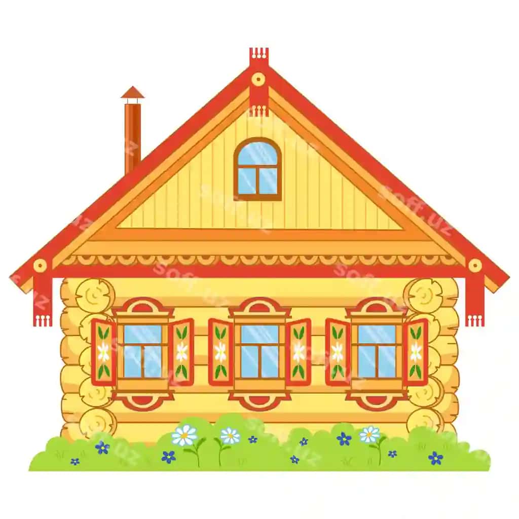 Rus fabeldagi yog'ochli chorshina uy | Russian fairy tale hut wooden log house