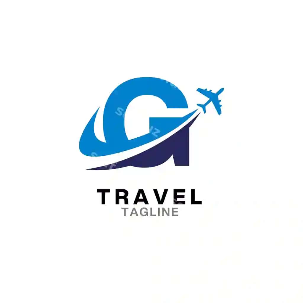 G harfli sayohat logotipi samolyot ikonkali shablon | G letter travel logo with plane icon template 2