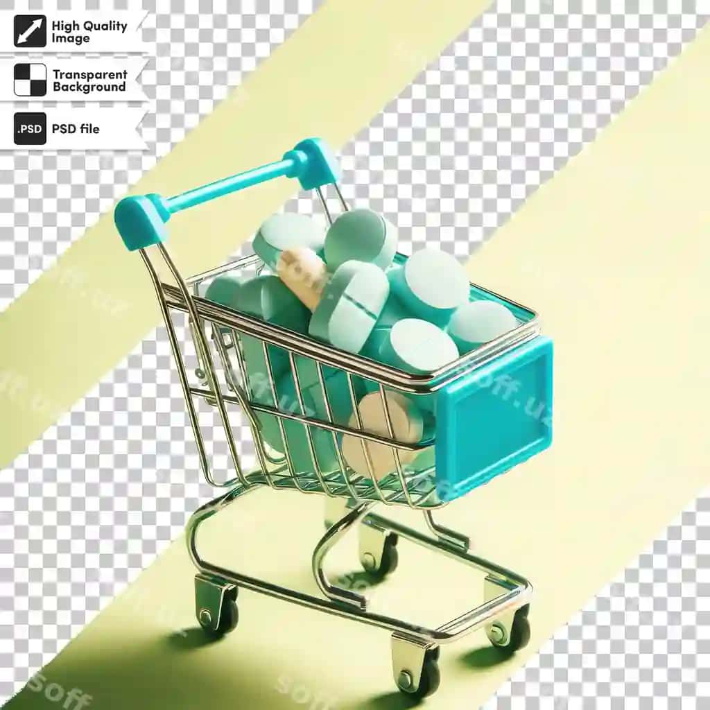 Psd savat afsuslikka ajratilgan shaffof fonda | Psd shopping cart isolated transparent background 2