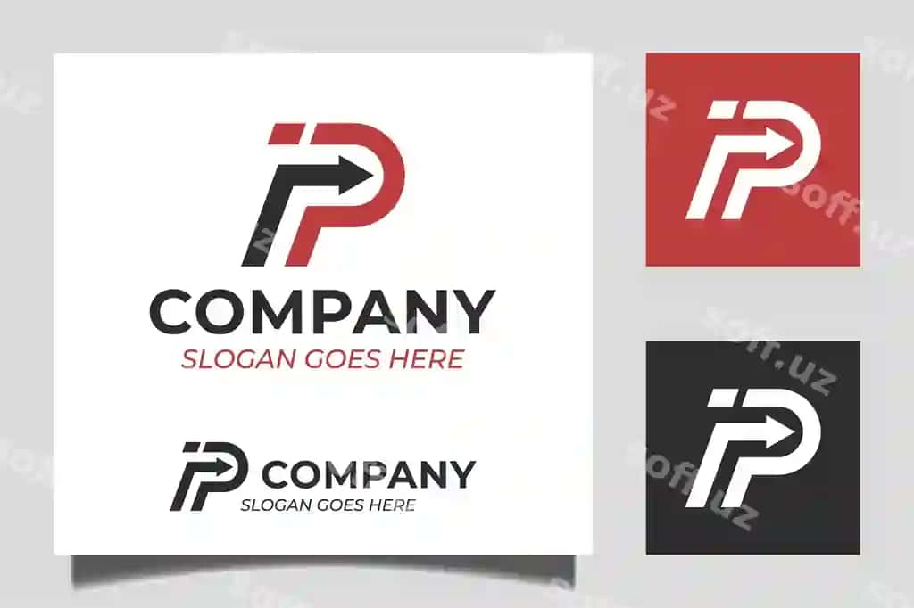 P harfi o'stirli zamonaviy logotip, sizning kompaniyangiz uchun tezkor yetkazib berish logotipi | Letter p with arrow modern logo your business fast delivery logo