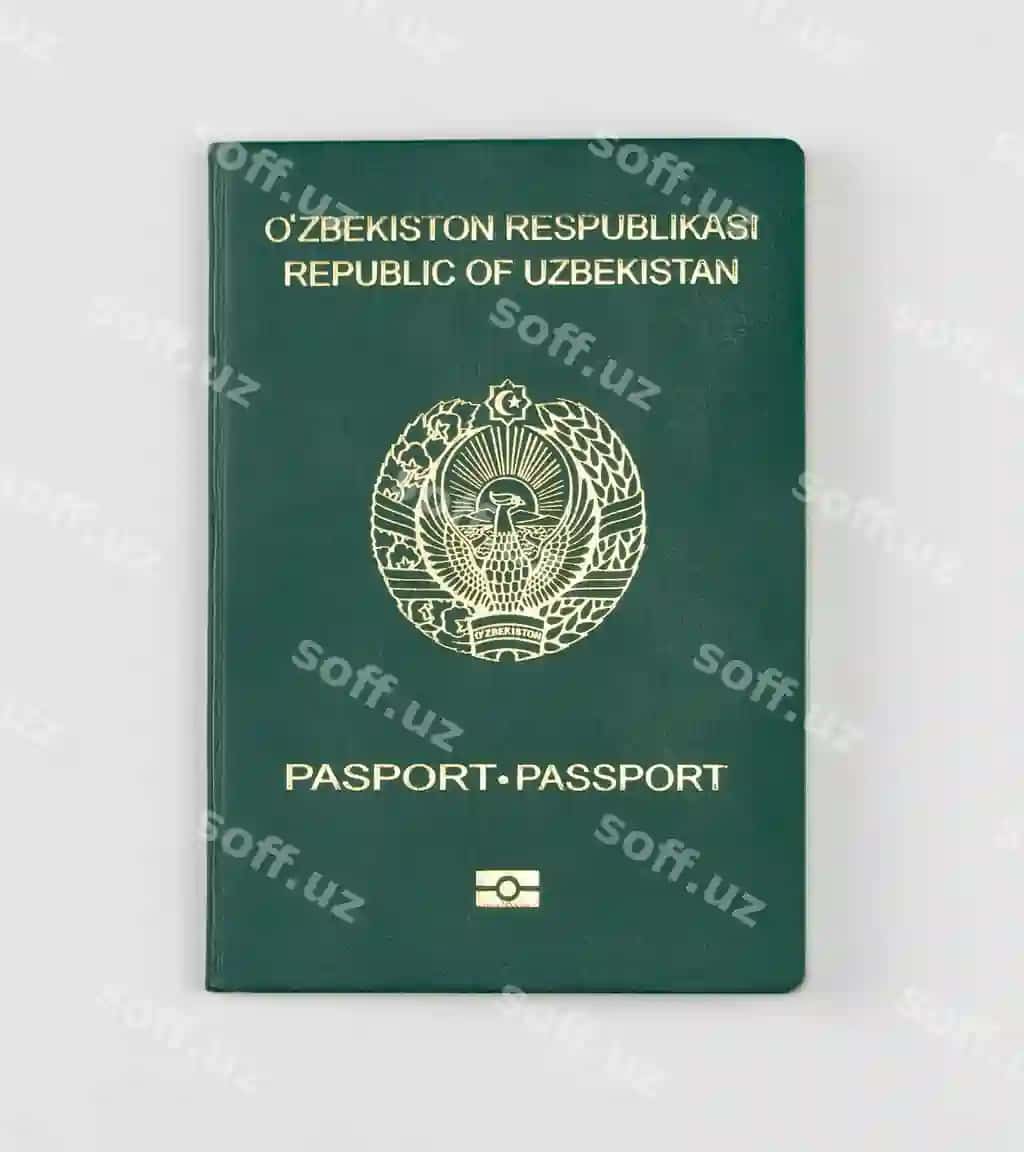 O'zbekiston pasporti oq fond ajraltirilgan yuqori ko'rinish | Uzbekistan passport white background isolated top view
