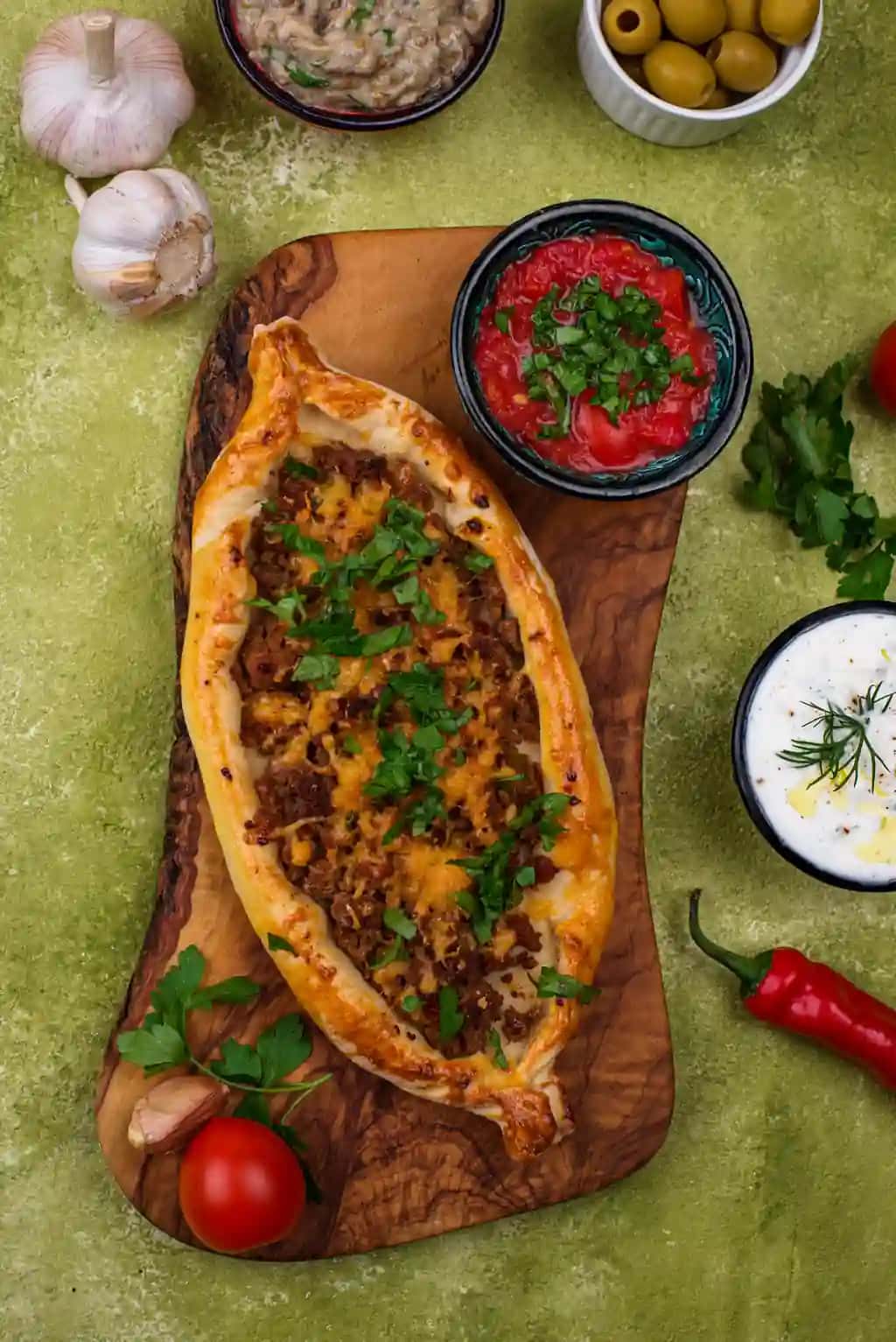 Go'shtli an'anaviy turk pidi | Traditional turkish pide with meat