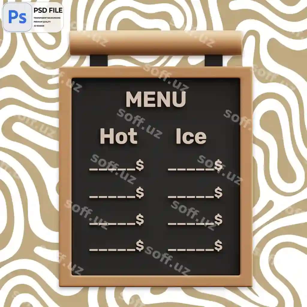 3d ichimlik menyu doskasi illustratsiya render ikonka ajraltirilgan png | 3d drink menu board illustration render icon isolated png 2