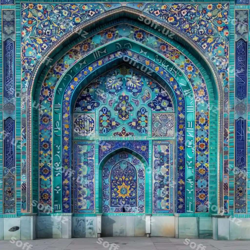 Ko'k masjid, oldida hijob dizayni bilan | Blue mosque with design front word hija front