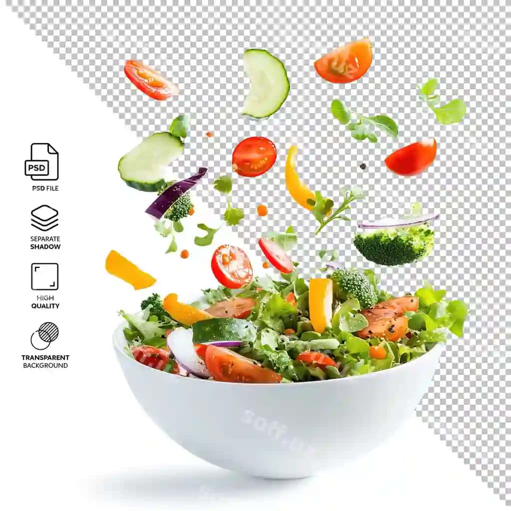 Taze aralash sabzilar chaqmoqqa tushayotgan, ajrilib, orqa fonda bo'lmasdan. | Fresh mixed vegetables falling into bowl isolated without background