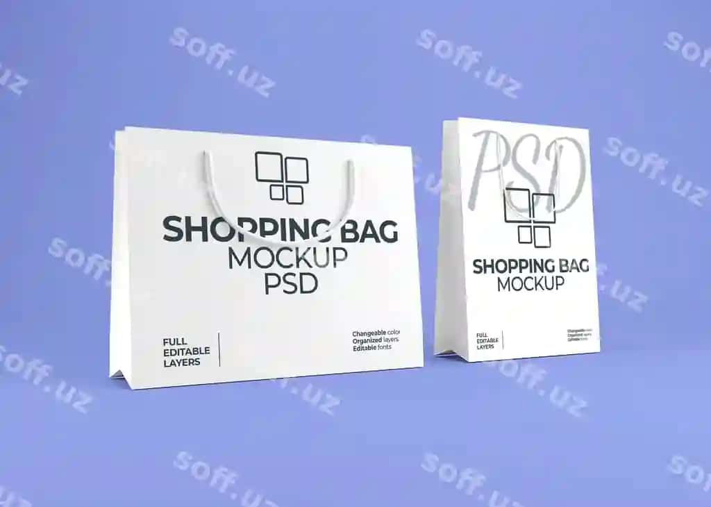 Haqiqiy bo'sh qog'oz xarid qabriqasi namunasi | Realistic blank paper shopping bag mockup