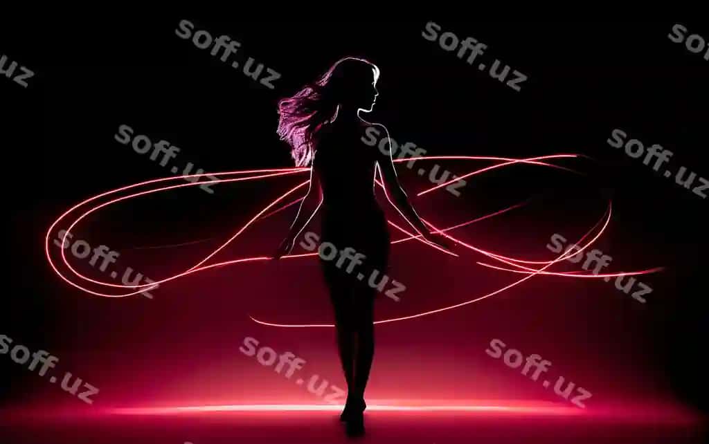 Qorong'iq siluetta ayol raqslaydi, chegara yorug'ligi bilan raqs foni kontseptsiyasi. | Silhouette woman dancing dark with rim light dance background concept