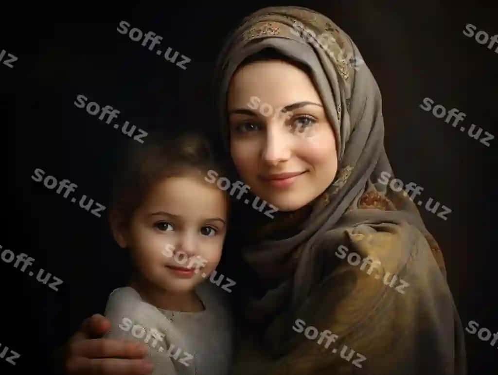 Portret go'zal musulmon ayol bolasi bilan | Portrait beautiful muslim woman with daugter 2