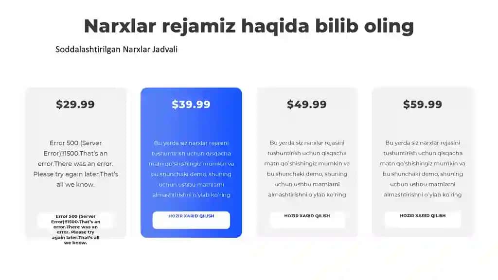 Soddalashtirilgan Narxlar Jadvali Taqdimoti (10 Slayd)
