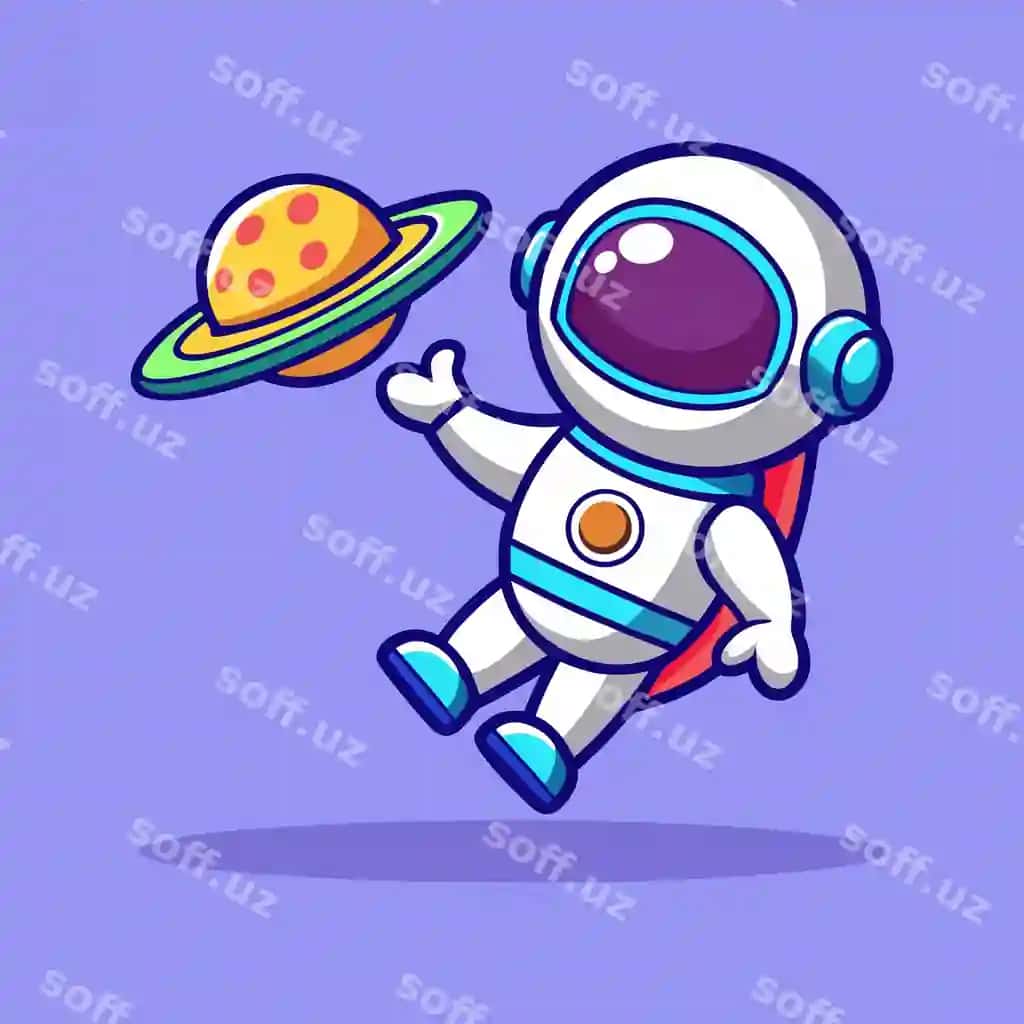 Yuklab olish chiroyli astronavt UFO yordamida pitsa tutadigan karyakaturli vektor ikonka | Download cute astronaut catching pizza with ufo cartoon vector icon