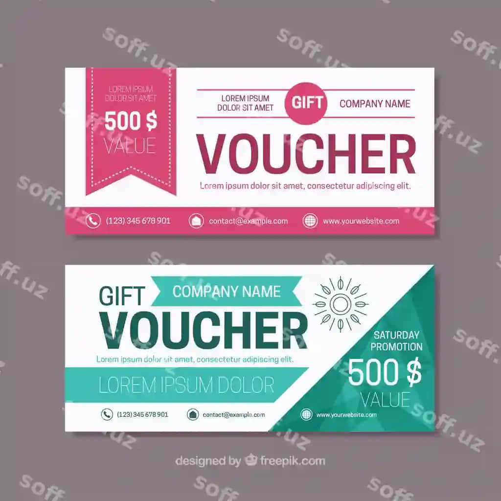 Rang detallari bilan tekis sovg'a vaucherlari | Flat gift vouchers with color details