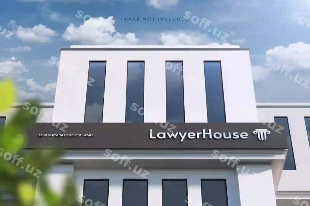 Logo zamonaviy bino belgi namunasi | Logo modern building signboard mockup
