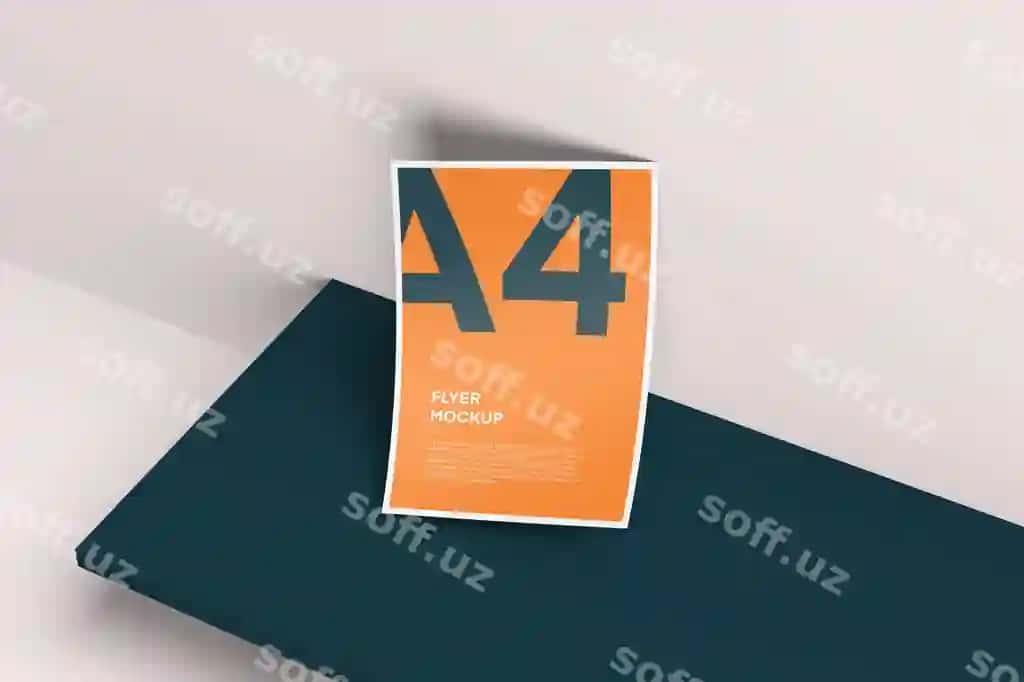 A4 poster mockup stol devor orqa fonda | A4 poster mockup table wall background
