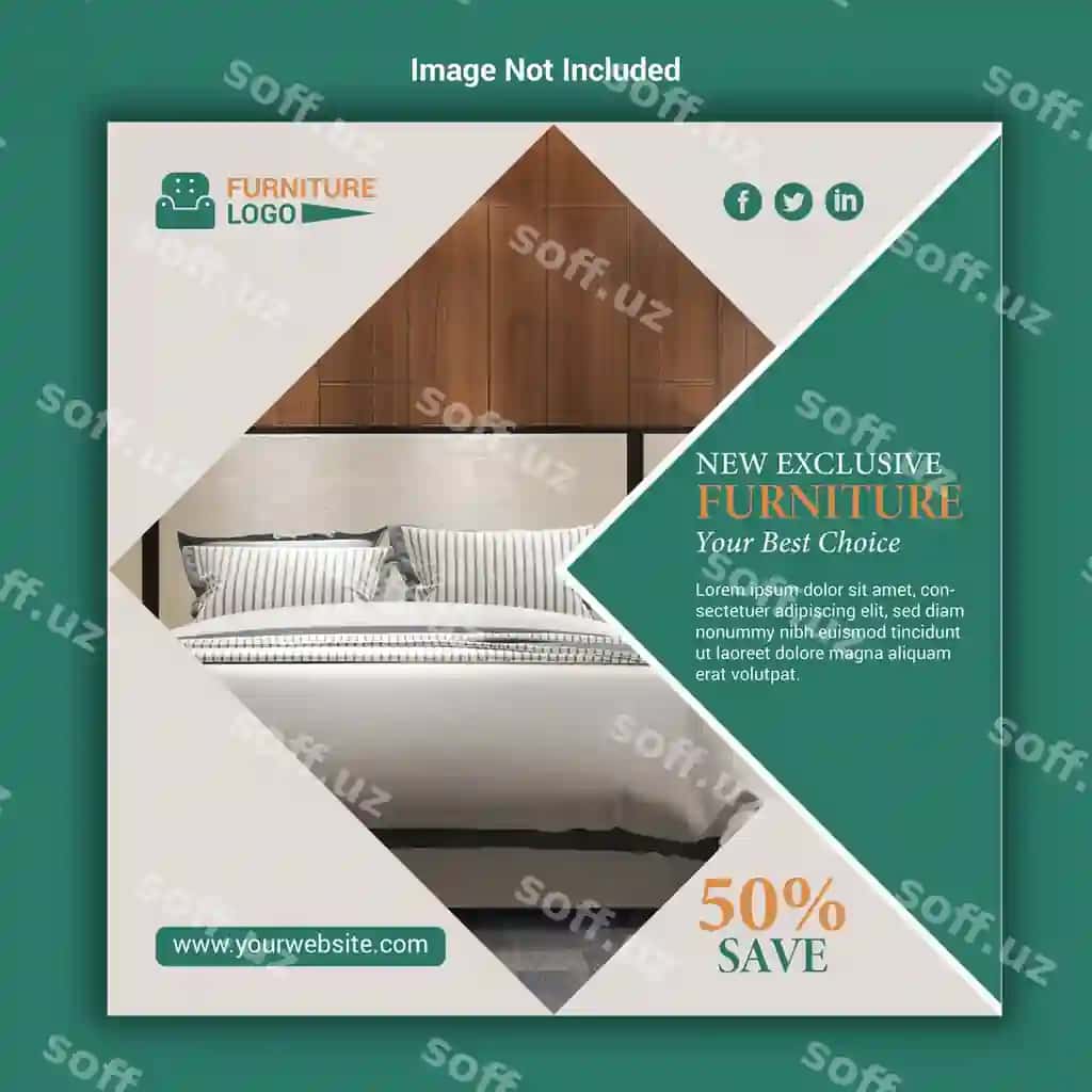 Zamonaviy mebel dizayn Instagram post banner shabloni | Modern furniture design instagram post banner template