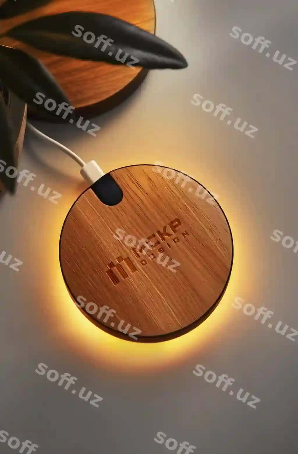 Bezsichli zaryadlovchi namuna tabiat teksturasi bilan | Wireless charger mock up with nature texture