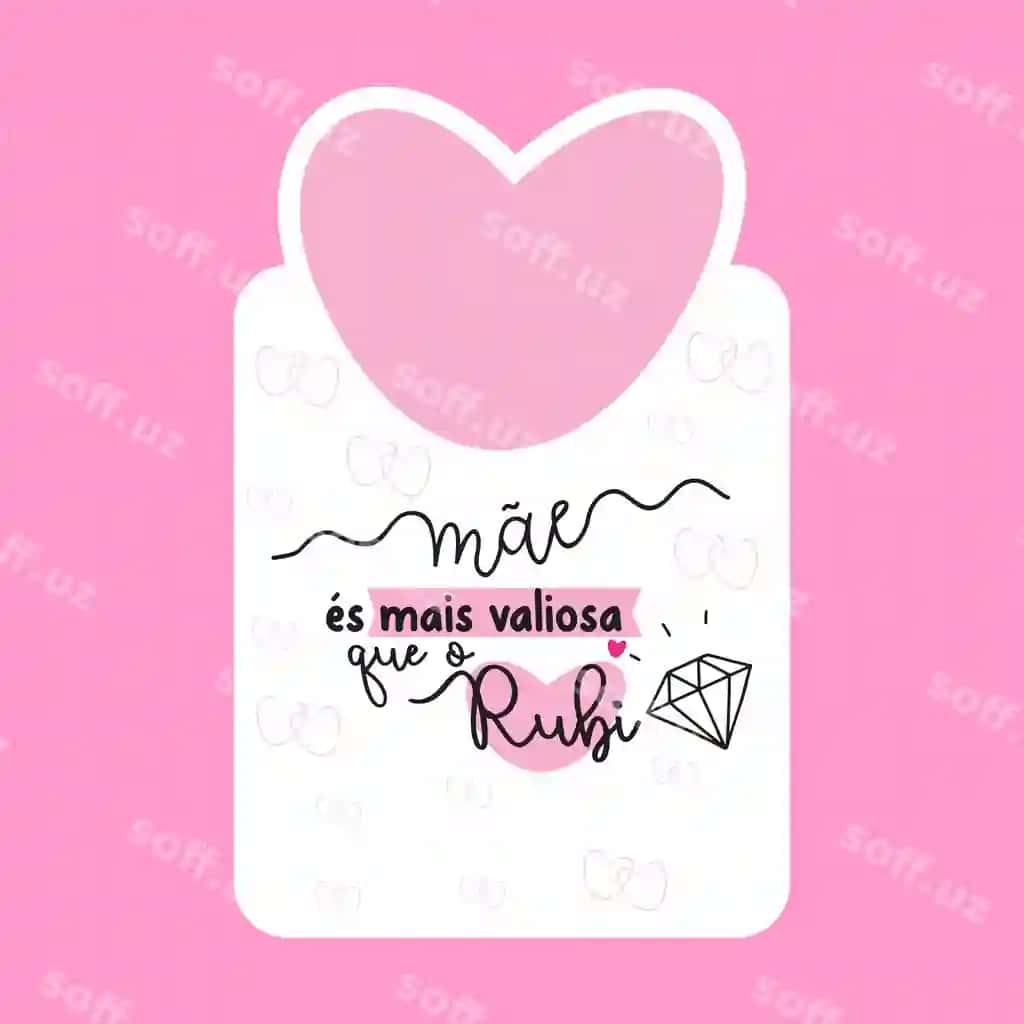 Pushti yurak so'zlar bilan ona u | Pink heart with words mother it