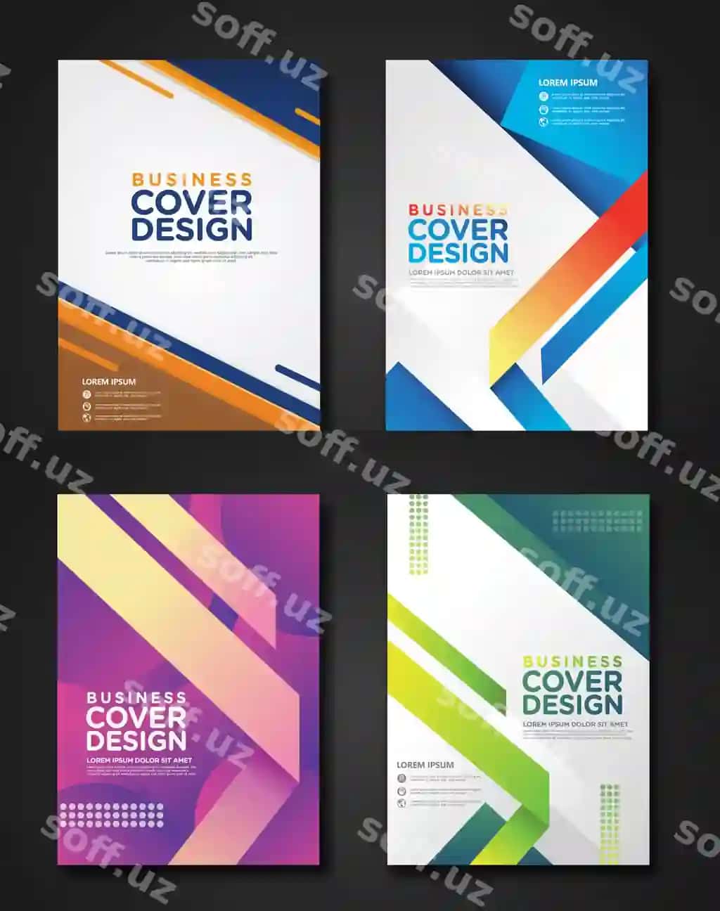 Biznes varaq dizaynlari geometrik shakllar bilan | Business cover designs with geometric shapes