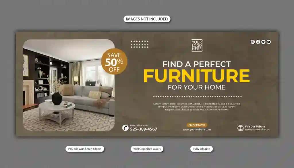 Zamonaviy mebel sotish ijtimoiy media banner instagram post shablon | Modern furniture sale social media banner instagram post template