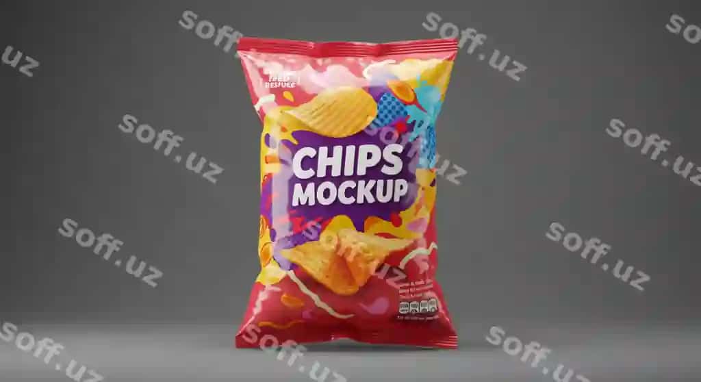 Choy pachkalari uchun sumka mockup, choy pachkalari uchun qadoqlash mockup | Chips bag mockup chips packaging mockup