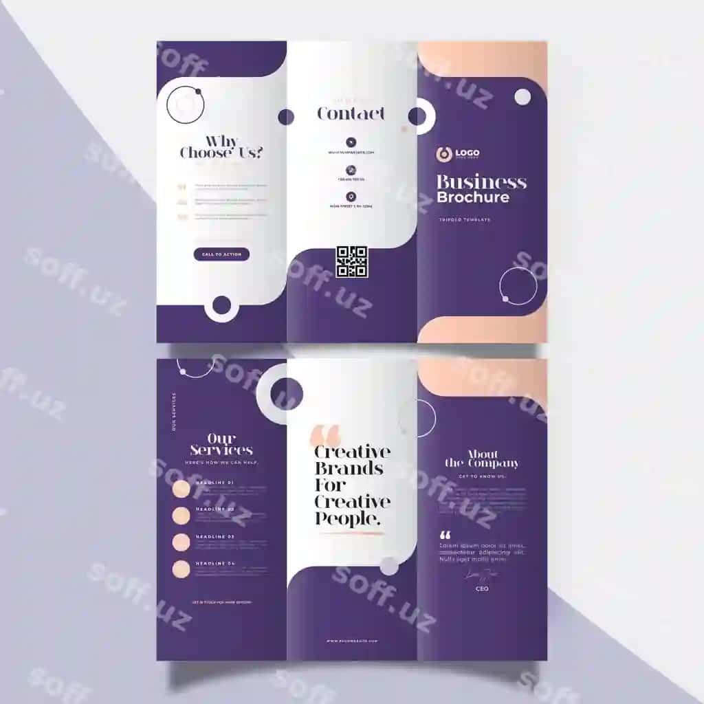 Mavzu uchun uch qirra broshyurа shabloni | Abstract trifold brochure template