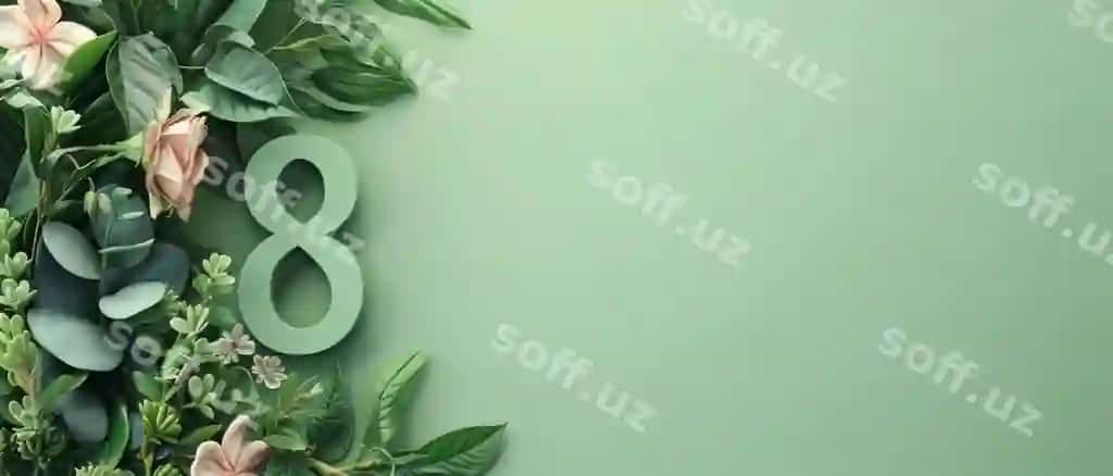 Botanik baner Xalqaro Ayollar kuni ni bayram qilish uchun yashil gulli dizayn 10 raqamli | Botanical banner celebrate international womans day green floral design with number 10