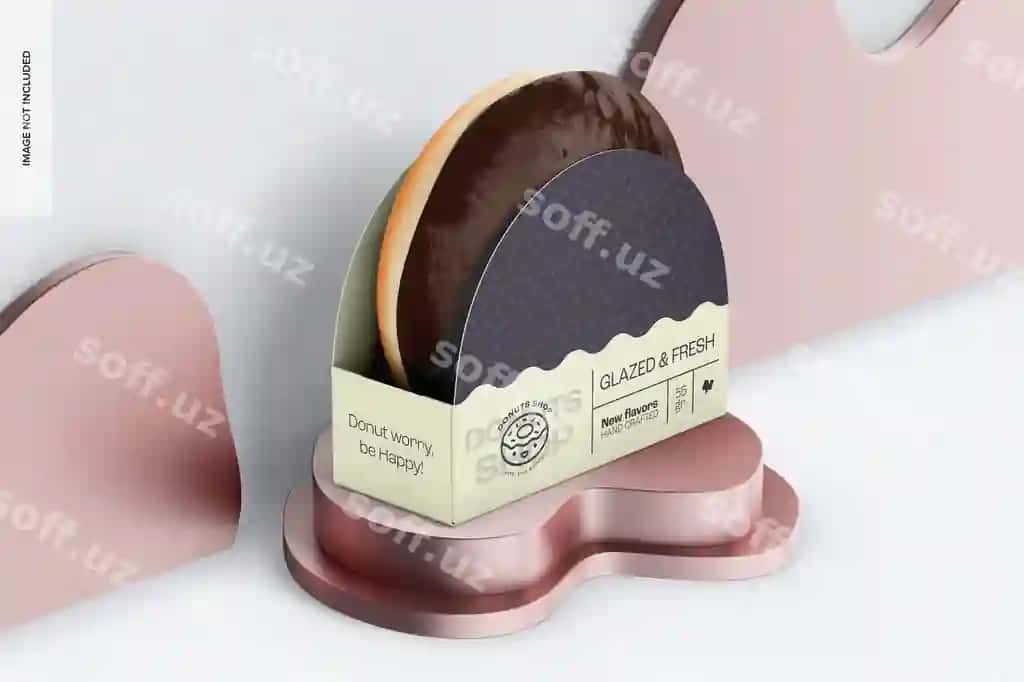 Donut qog'oz qutisi namuna perspektivasi | Donut paper box mockup perspective