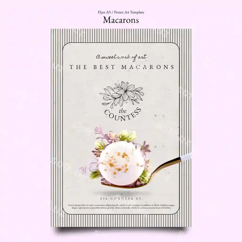 Fransuz makaronlari uchun plakatlar shabloni | French macarons poster template