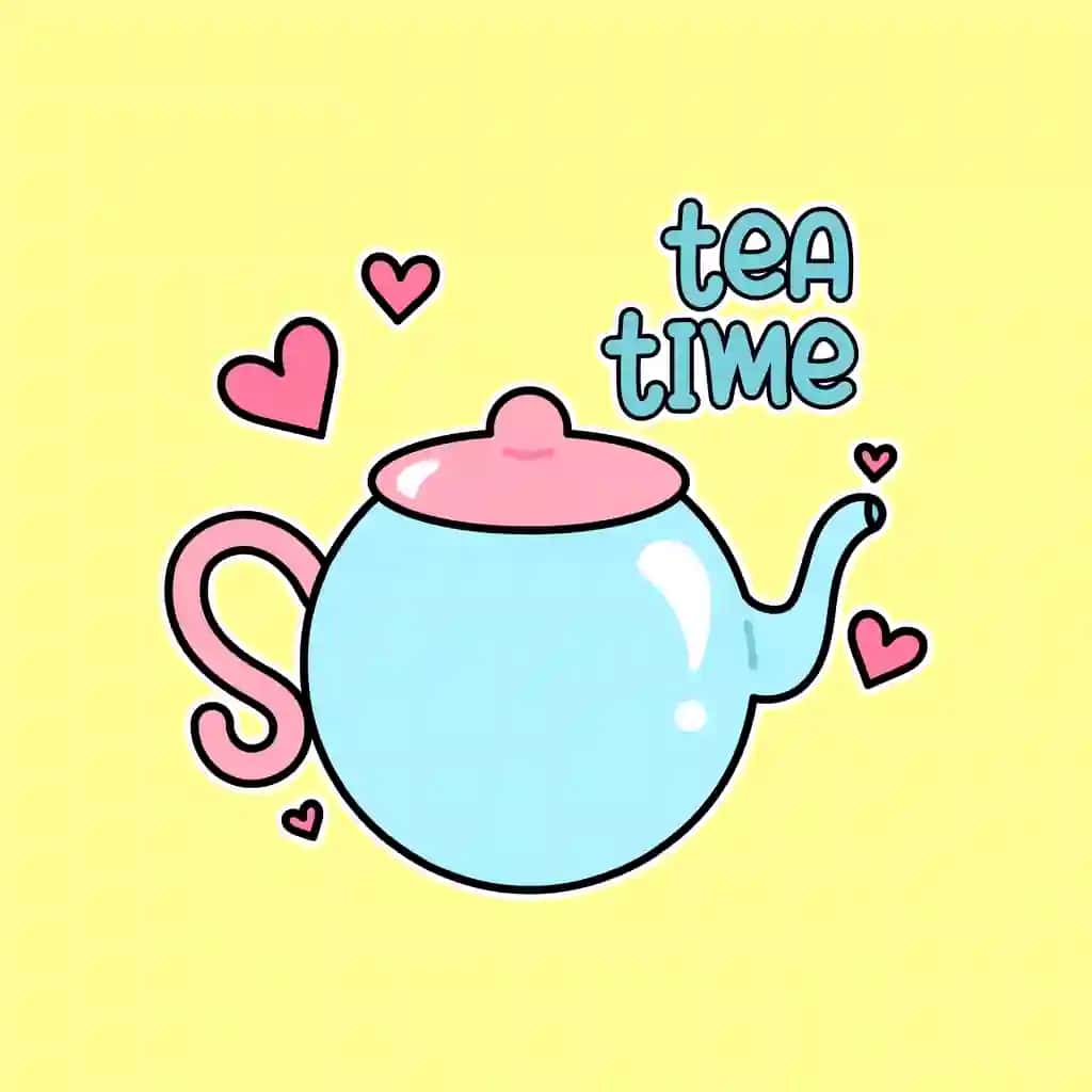 Choy soati matni yuraklari yozilgan choynak | Teapot with hearts text tea time