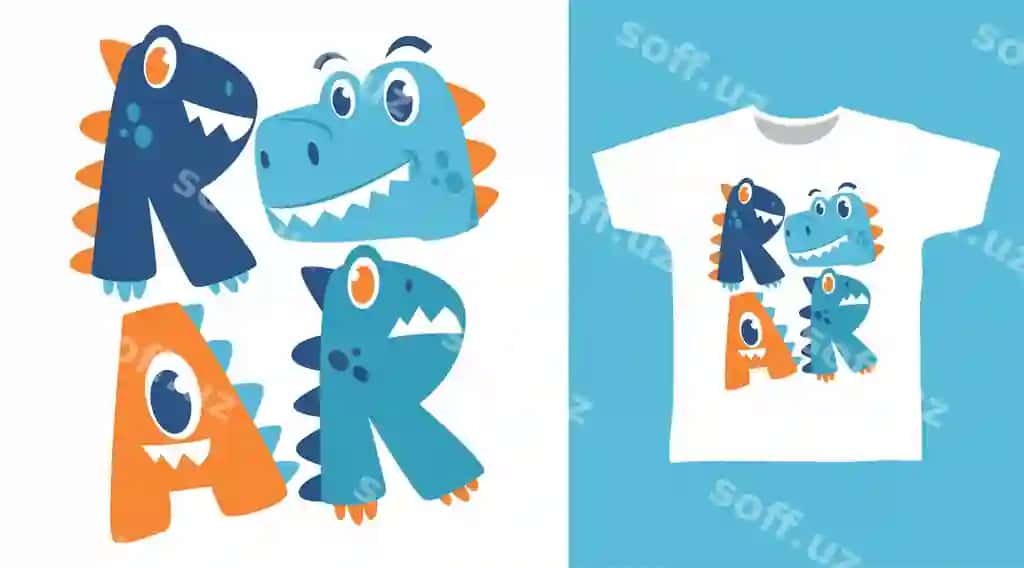 Qorqotish dinosav tipografiyasi futbolka dizayni | Roar dinosaur typography t shirt design