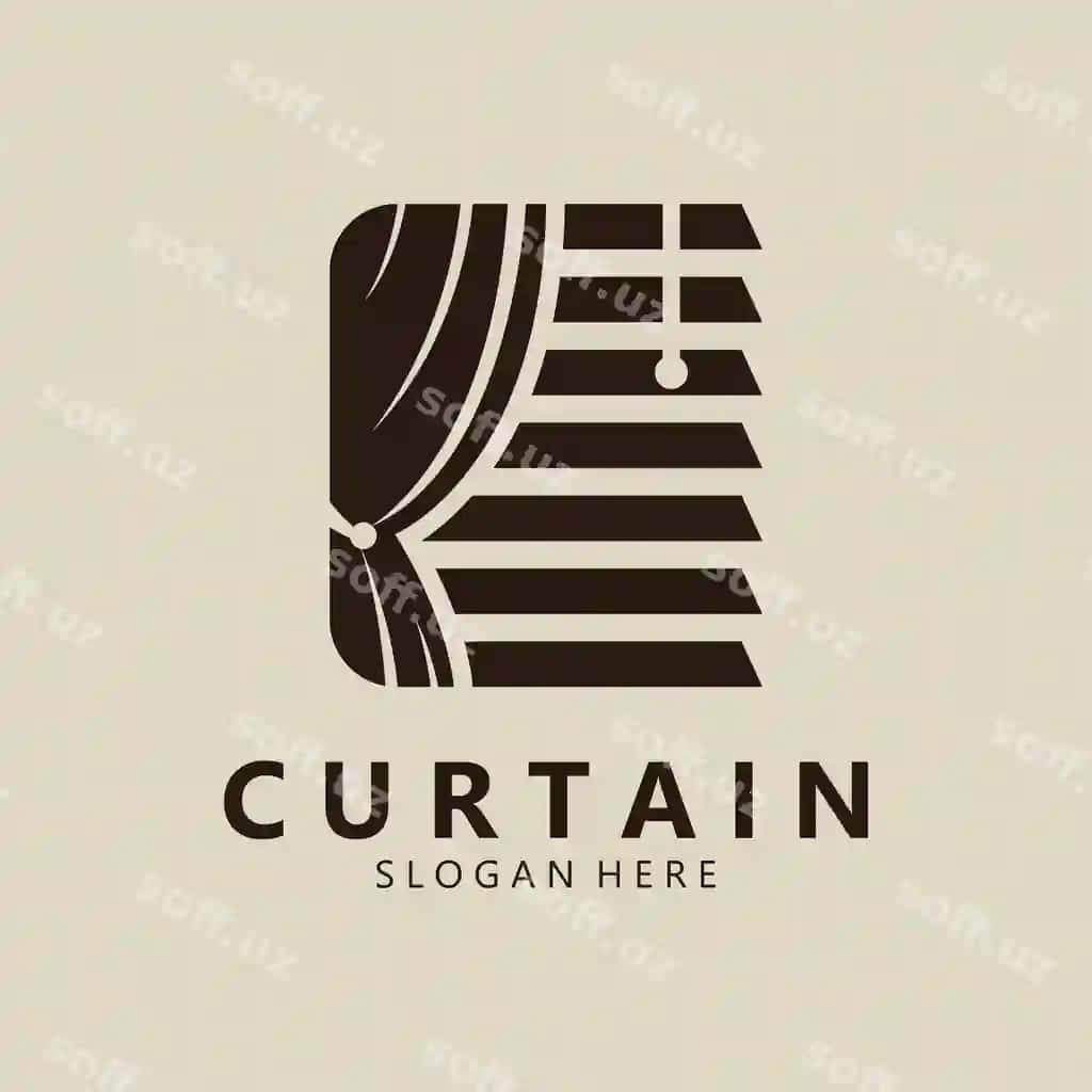 Oddiy parda logotip ikon parda logotip dekoratsiyasi uylar apartamentlar | Simple curtain logo icon curtain logo decoration homes apartments