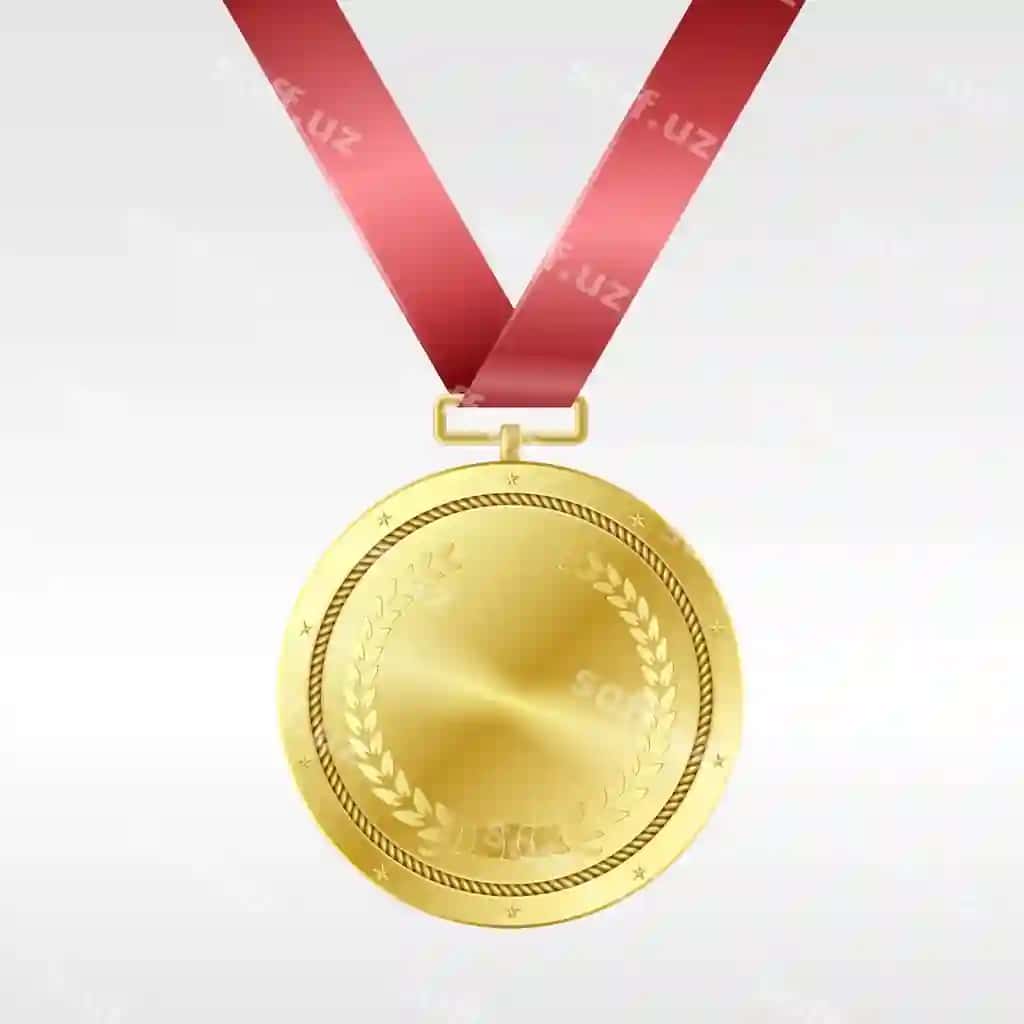 Haqiqiy o'ttiz medal qizil ruchka mukofot birinchi o'rin musobaqasi | Realistic golden medal red ribbon award first place competition 2