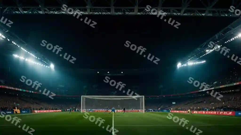 Futbol stadioni, futbol yozilgan darvoza | Soccer stadium with goal that says soccer 2