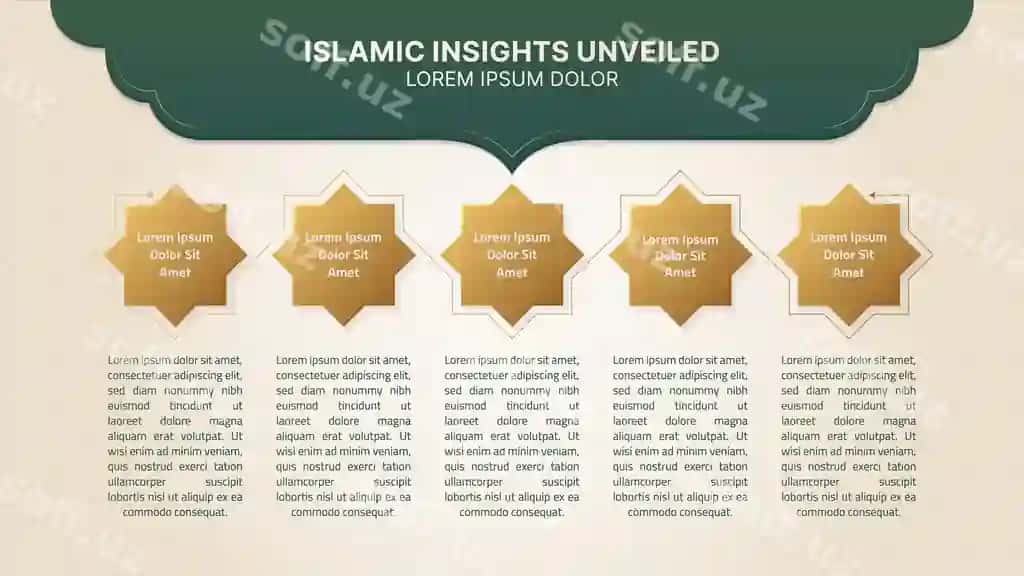 Islomiy infografika dizayn shabloni arab dizayn elementlari bilan | Islamic infographic design template with arabic design elements 2