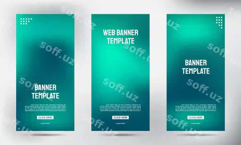Bulanmagan banner dizayn vertikal shablon to'plami | Set blurred banner design vertical template 2