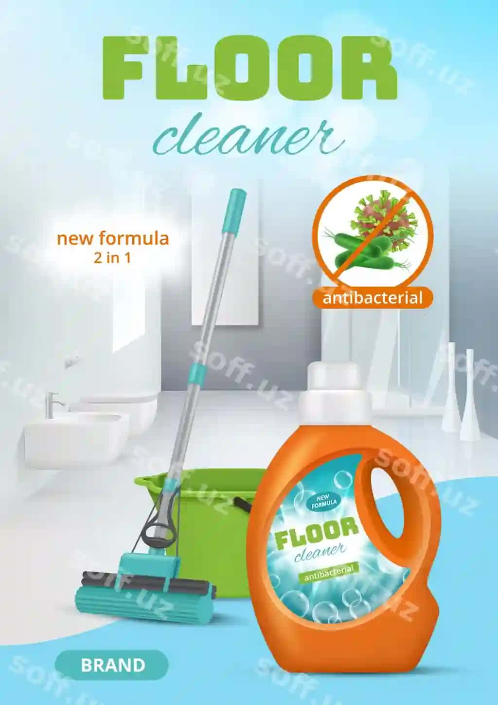 Pol tozalash mopchalari uy pol yuzlarini yuvish ichki gigiena tushunchasi | Floor cleaning mops washing home floor surfaces indoor hygiene concept